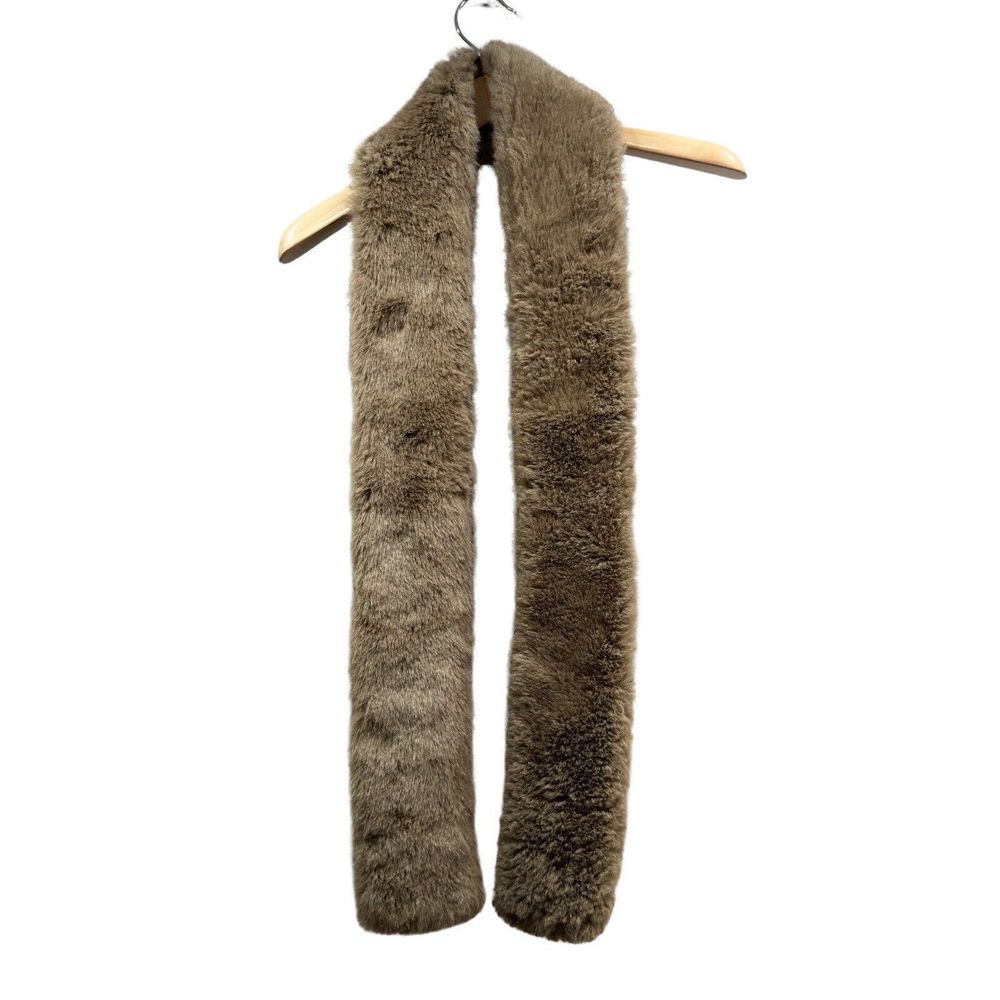 BEN BERGER Luxury Collection Faux Fur Acrylic Scarf Neck Warmer Tan 68.5 x 4.5